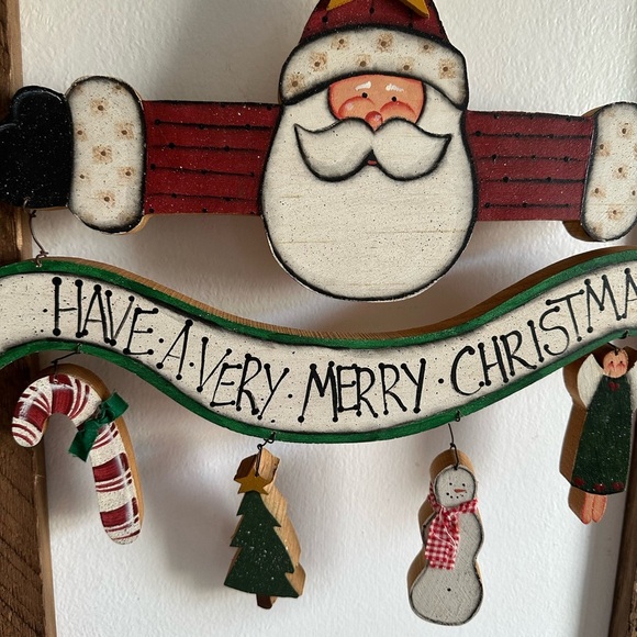 Vintage Hand Crafted Santa Have a Merry Christmas Wooden Wall Art - Picture 16 of 16